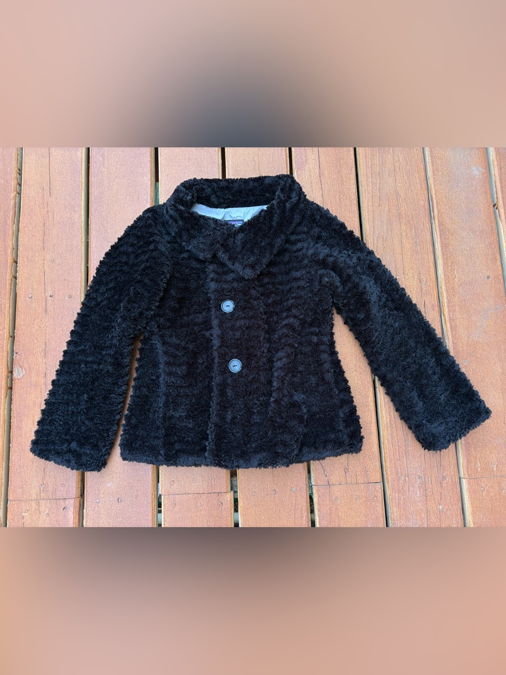 Patagonia Girl Pelage Black Jacket Coat Faux Fur Fleece